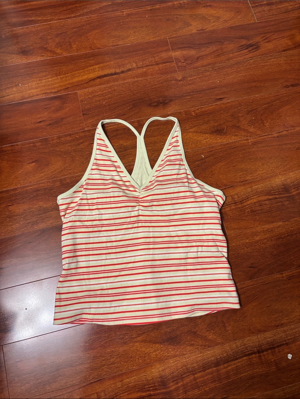 Striped Yellow and Red Racerback Tank Top